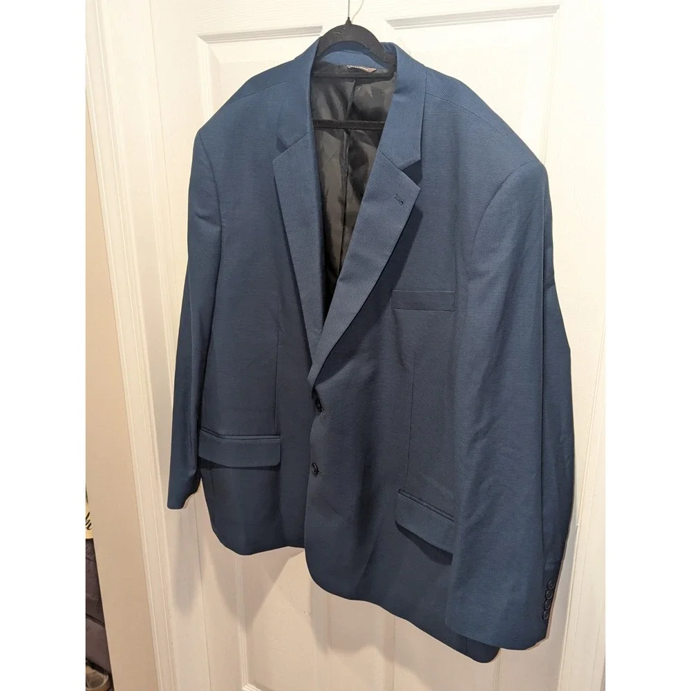 Modern Microcheck Navy Sport Coat Blazer 56L Big Tall Business Wedding Career